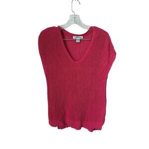 Tommy Bahama Pink Knit Short Sleeve Linen Cotton Blend Top Size Medium